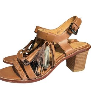 MTNG original leather sandals with tassel chunky heel buckle adjustable …